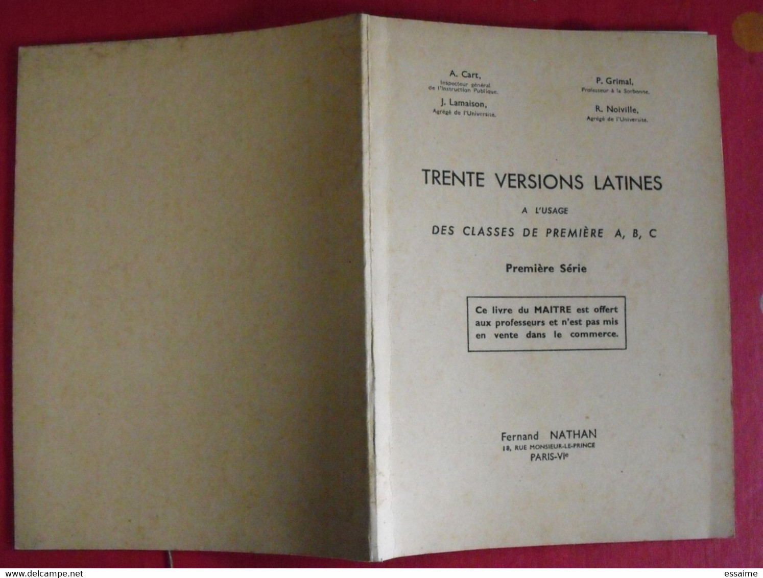 Trente Versions Latines à L'usages Des Premières ABC : Livre Du Professeur. Nathan 1959 - Lesekarten