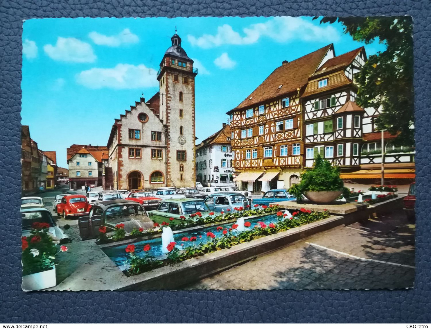 Mosbach, Parkplatz, Germany, VW Volkswagen Bug Beetle Käfer, Old Car, Postcard Traveled 1970 (M3) - Mosbach