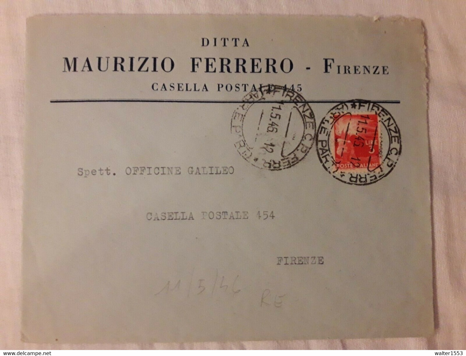 Storia Postale RE DI MAGGIO 11.5.1946 Lettera Nel Distretto In Tariffa Con 3 Lire Democratica Isolato - Other & Unclassified