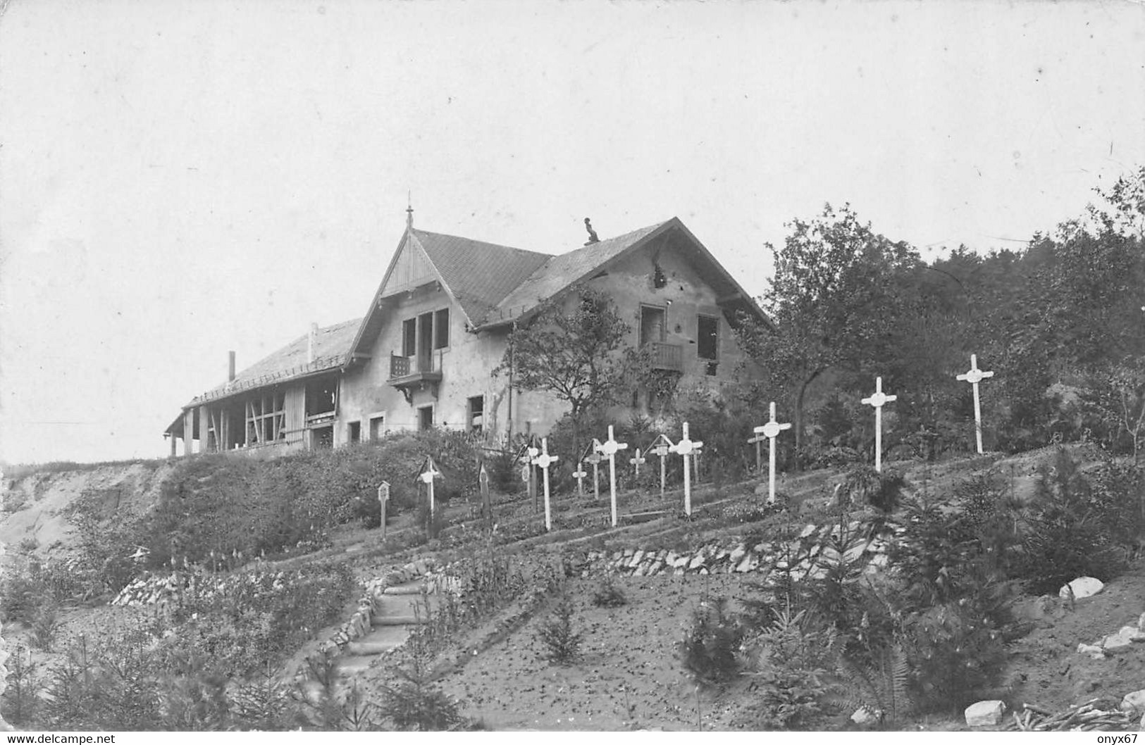 Carte Photo Militaire SAINTE-MARIE-AUX-MINES-MARKIRCH-68-Haut-Rhin-Friedhof-Cimetière Militaire-Ferme Auberge Guerre - Sainte-Marie-aux-Mines