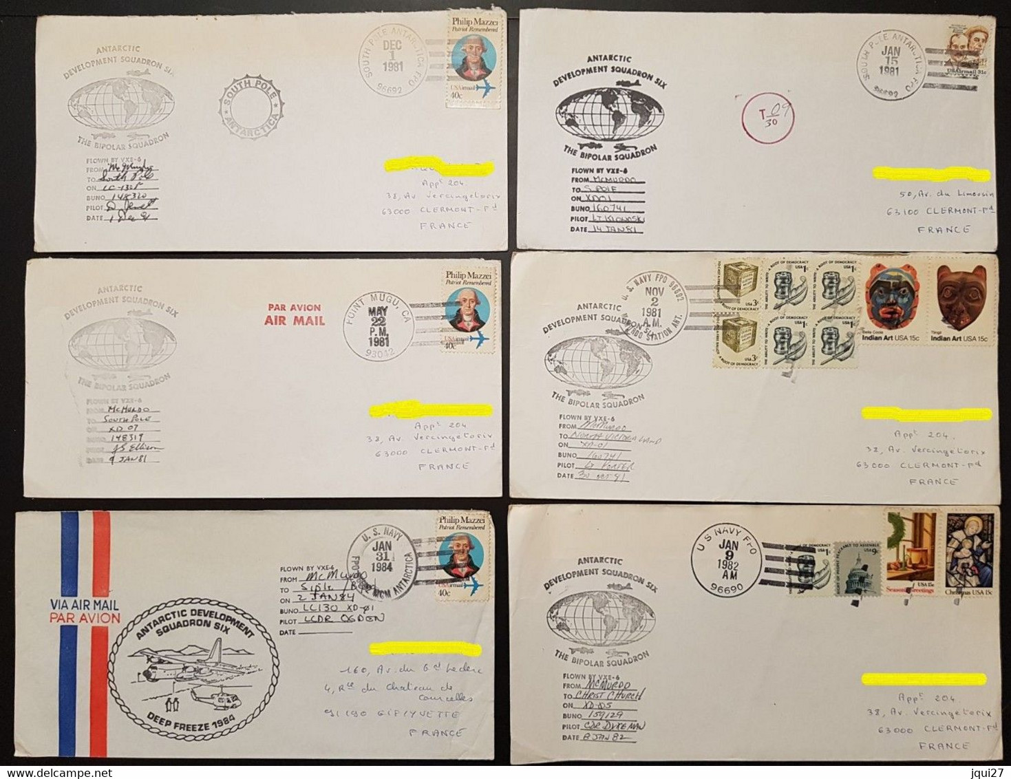 11 Lettres Vols Polaires VXE-6 1981-1984 Mc Murdo Station - Vuelos Polares