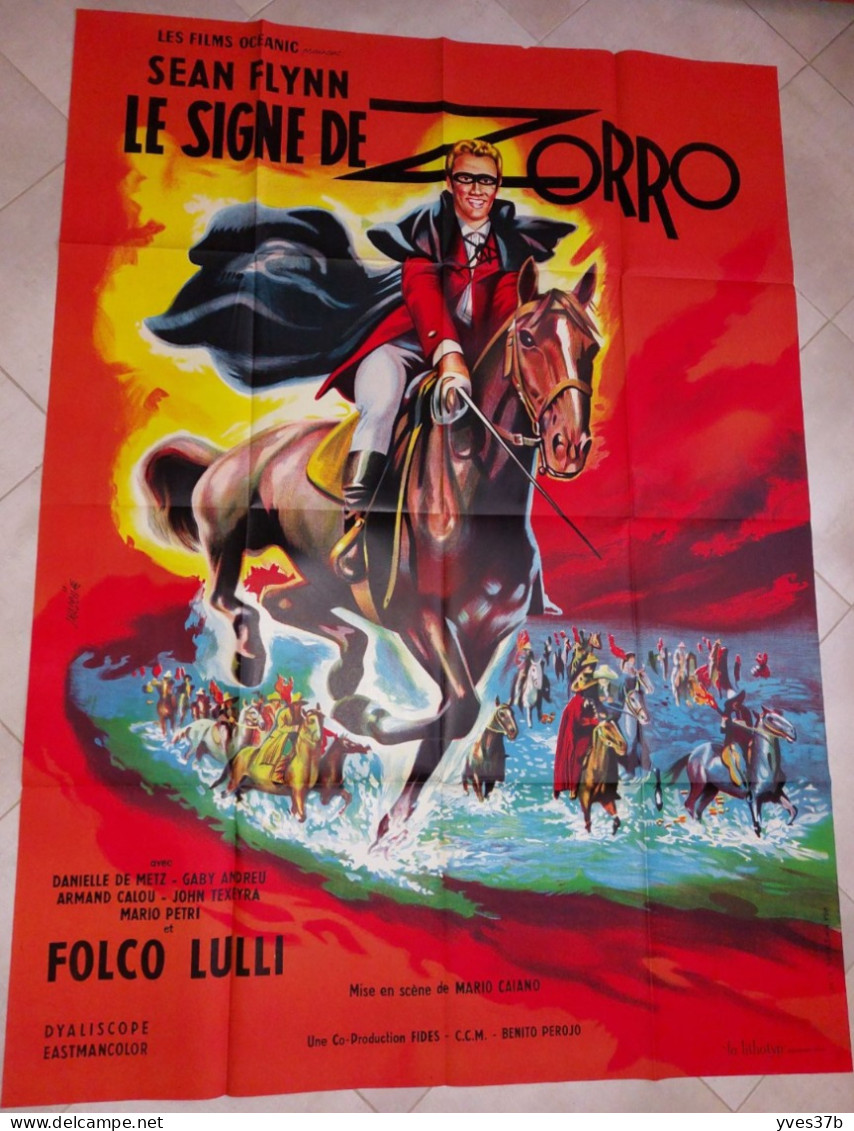 "Le Signe De Zorro" S. Flynn, Folco Lulli...1963 - Affiche Originale 120x160 - TTB - Plakate & Poster