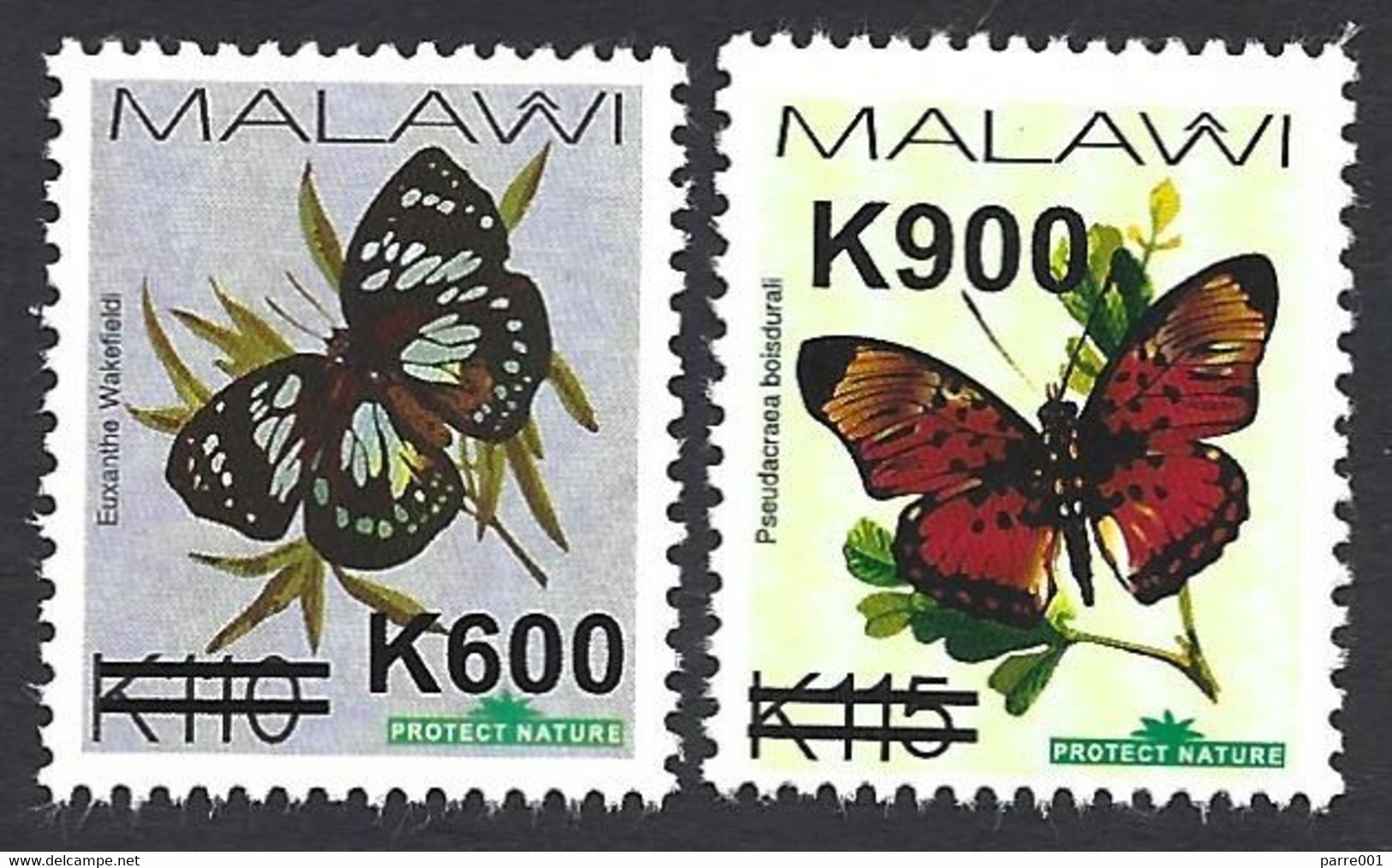 Malawi 2020 Fat Butterfly Overprint Pseudacraea Boisduvalii Euxanthe Wakefieldi MNH Mint - Malawi (1964-...)