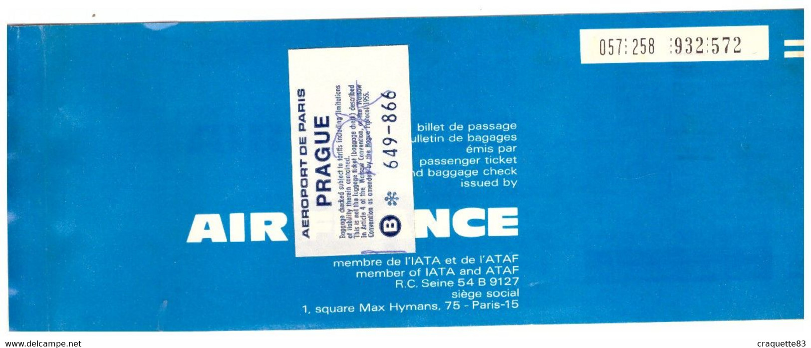 AIR FRANCE - 1971- BEDEL-VOYAGE - PARIS ORLY - PRAGUE - Europe