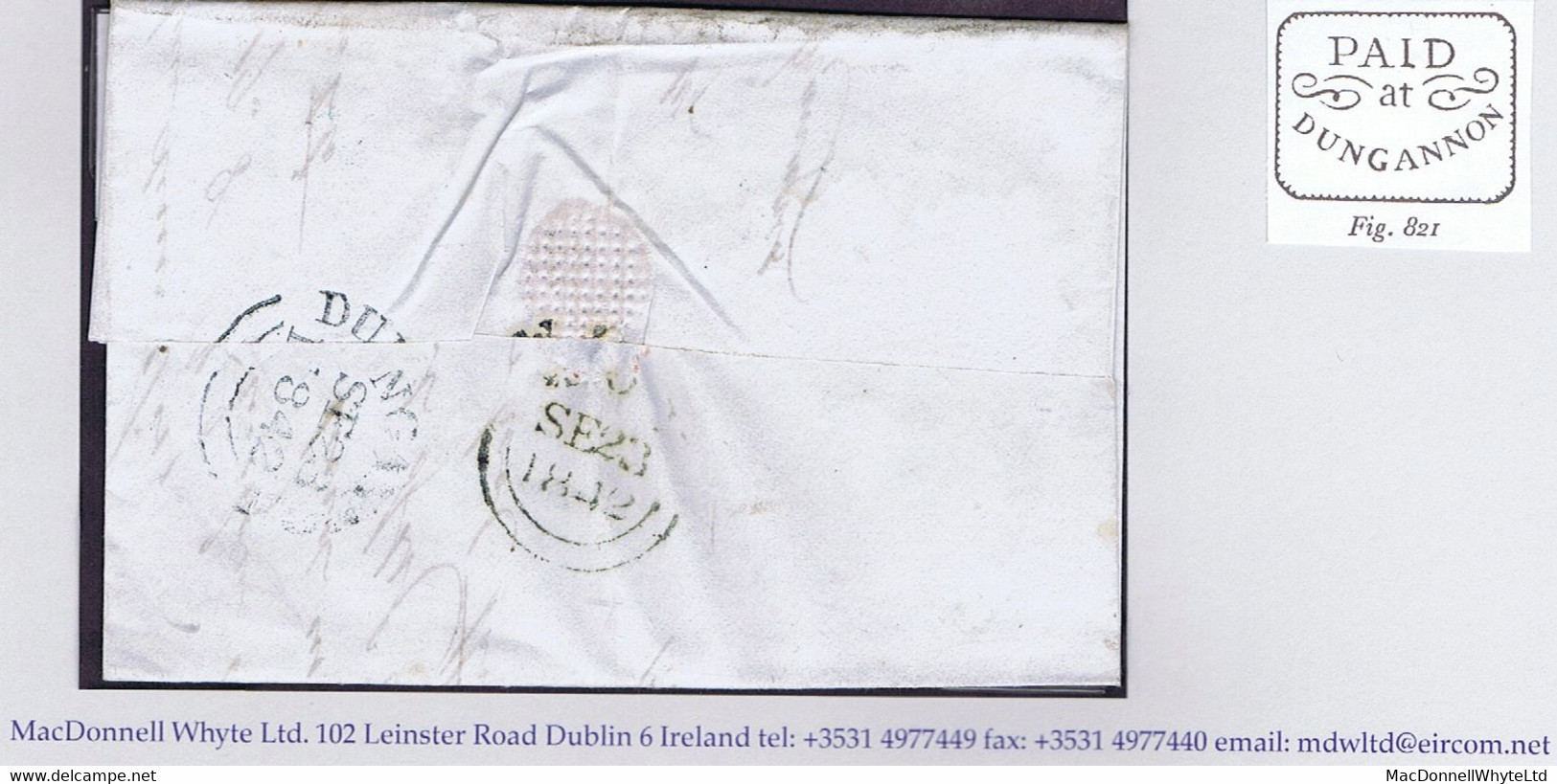 Ireland Tyrone 1842 Fancy Framed 3-line PAID *at* DUNGANNON In Red On Cover To Moy Paid "1" UPP Rate - Vorphilatelie