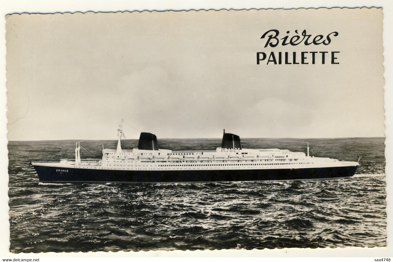 Publicité Bières Paillette ..... Sur Fond Paquebot France De La Compagnie Générale Transatlantique - Advertising