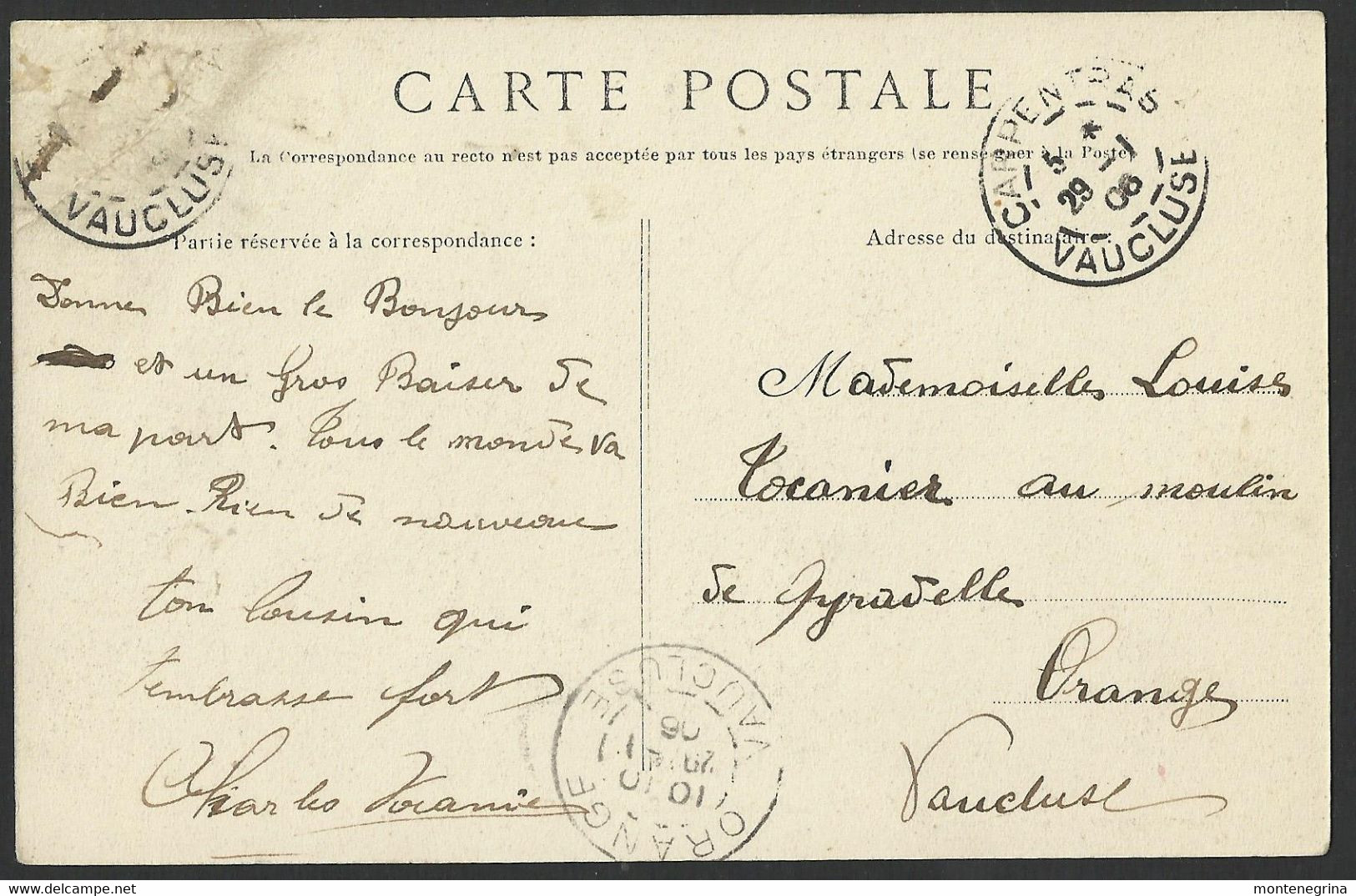 SARRIANS La Place Des Platanes 1906 Old Postcard (see Sales Conditions) 03193 - Sarrians