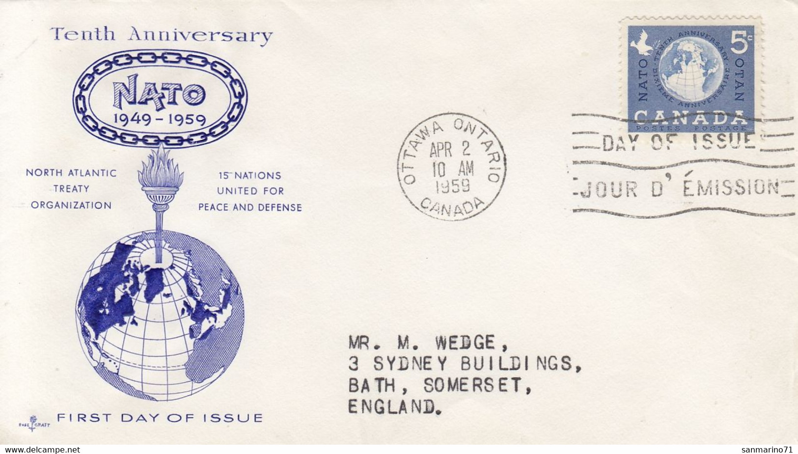 CANADA FDC 331,Nato - 1952-1960