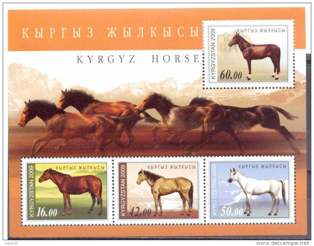 2009.  Kyrgyzstan, Horses, S/s, Mint** - Kirgisistan