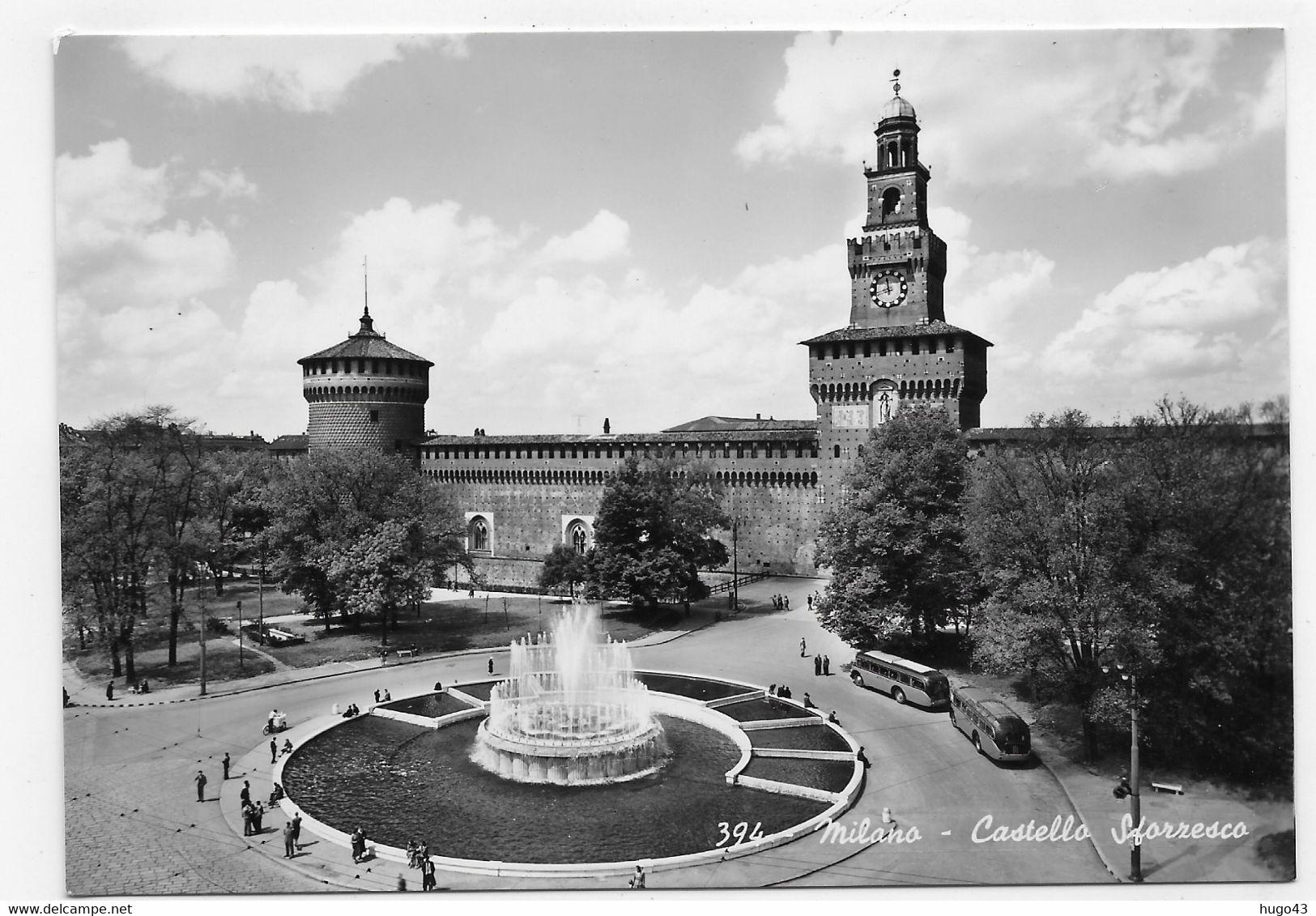 (RECTO / VERSO) MILANO - N° 394 - CASTELLO SFORRESCO - VIEUX CARS - BEAU TIMBRE - CPSM GF NON VOYAGEE - Milano