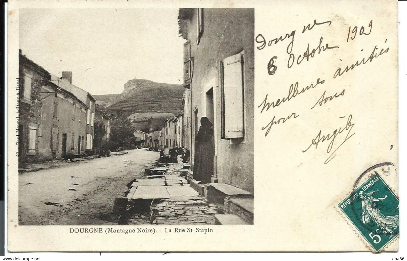 DOURGNE - Rue SAINT-TRAPIN - Carte Précurseur (vers 1904) VENTE DIRECTE X - Dourgne