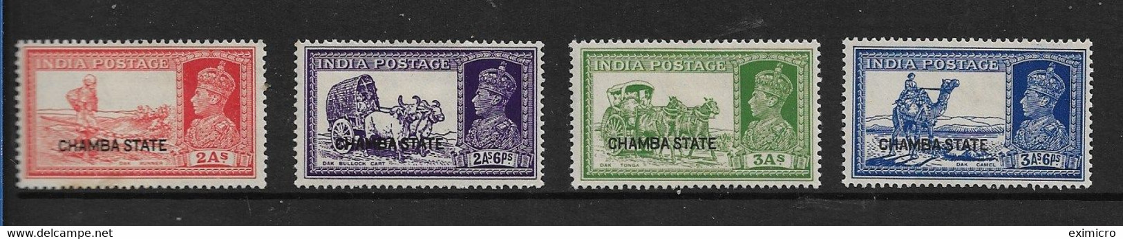 INDIA - CHAMBA 1938 2a, 2a 6p, 3a, 3a 6p SG 86/89 MOUNTED MINT Cat £65 - Chamba