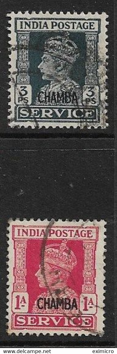 INDIA - CHAMBA 1940 - 1943 3p,1a OFFICIALS SG O72, O76 FINE USED Cat £4.90 - Chamba