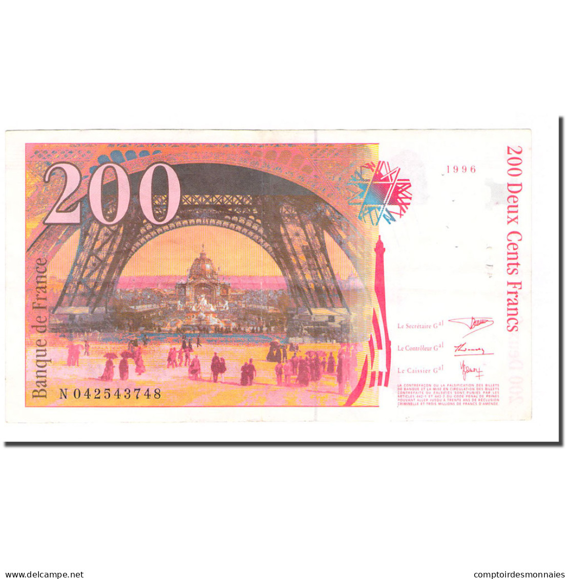 France, 200 Francs, Eiffel, 1996, TTB, Fayette:75.3a, KM:159a - 200 F 1995-1999 ''Eiffel''