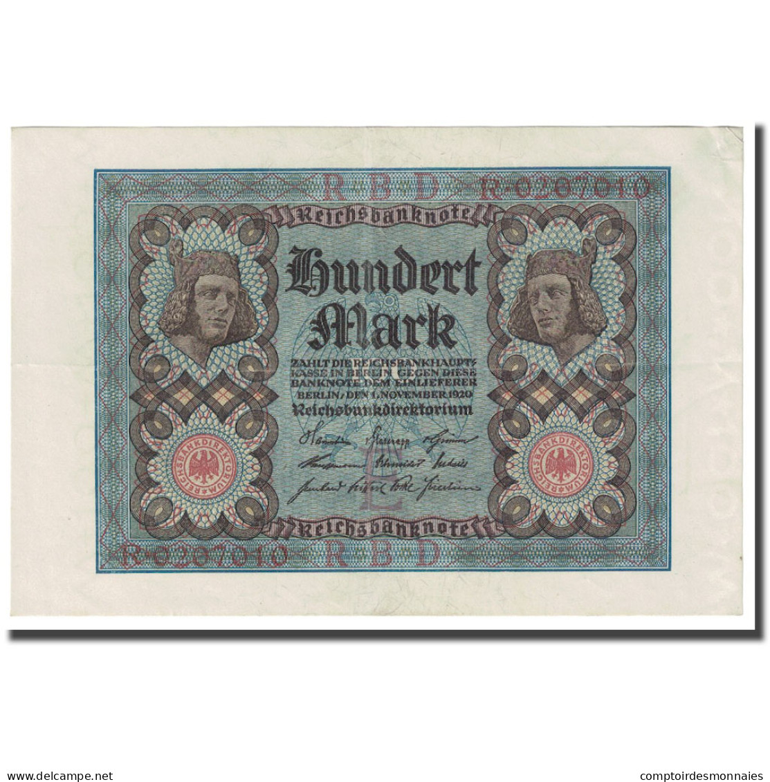 Billet, Allemagne, 100 Mark, 1920, 1920-11-01, KM:69a, SUP - 100 Mark