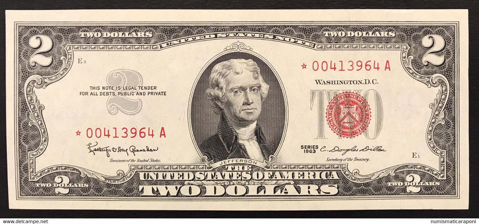 Usa U.s.a. Stati Uniti 2 $ DOLLARS 1963 Starnote STAR RED SEAL UNC LOTTO. 3134 - Certificats D'Argent (1878-1923)