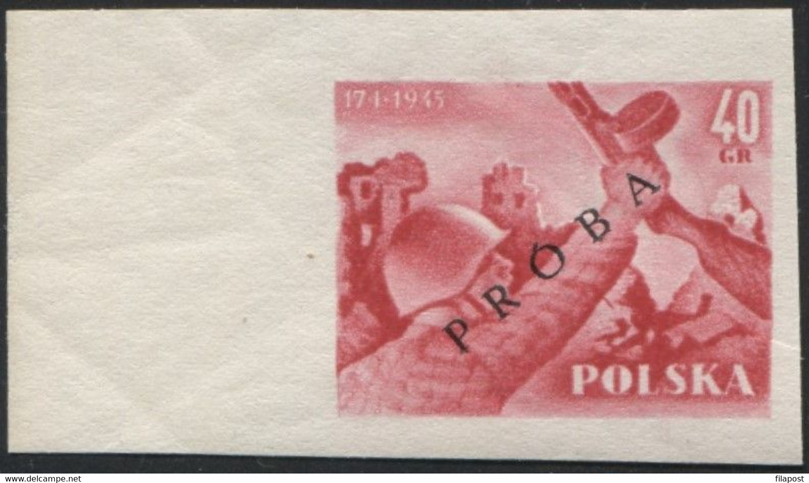 1955 Poland, Mi 897/898, Proof Of Colour The Ruins Of Warsaw Liberation, PZF Expert Guarantee Korszeń MNH** P30 - Proofs & Reprints