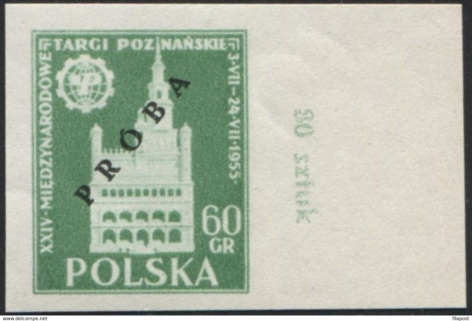 1955 Poland, Mi 915/916 Proof Of Colour, Guarantee Korszeń, City Hall Architecture Poznań International Fair MNH** P30 - Proofs & Reprints