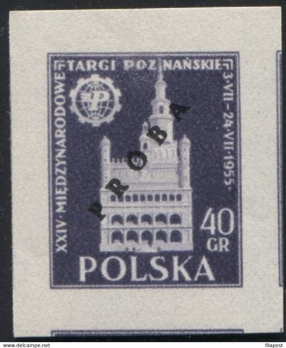 1955 Poland, Mi 915/916 Proof Of Colour, Guarantee Korszeń, City Hall Architecture Poznań International Fair MNH** P30 - Essais & Réimpressions