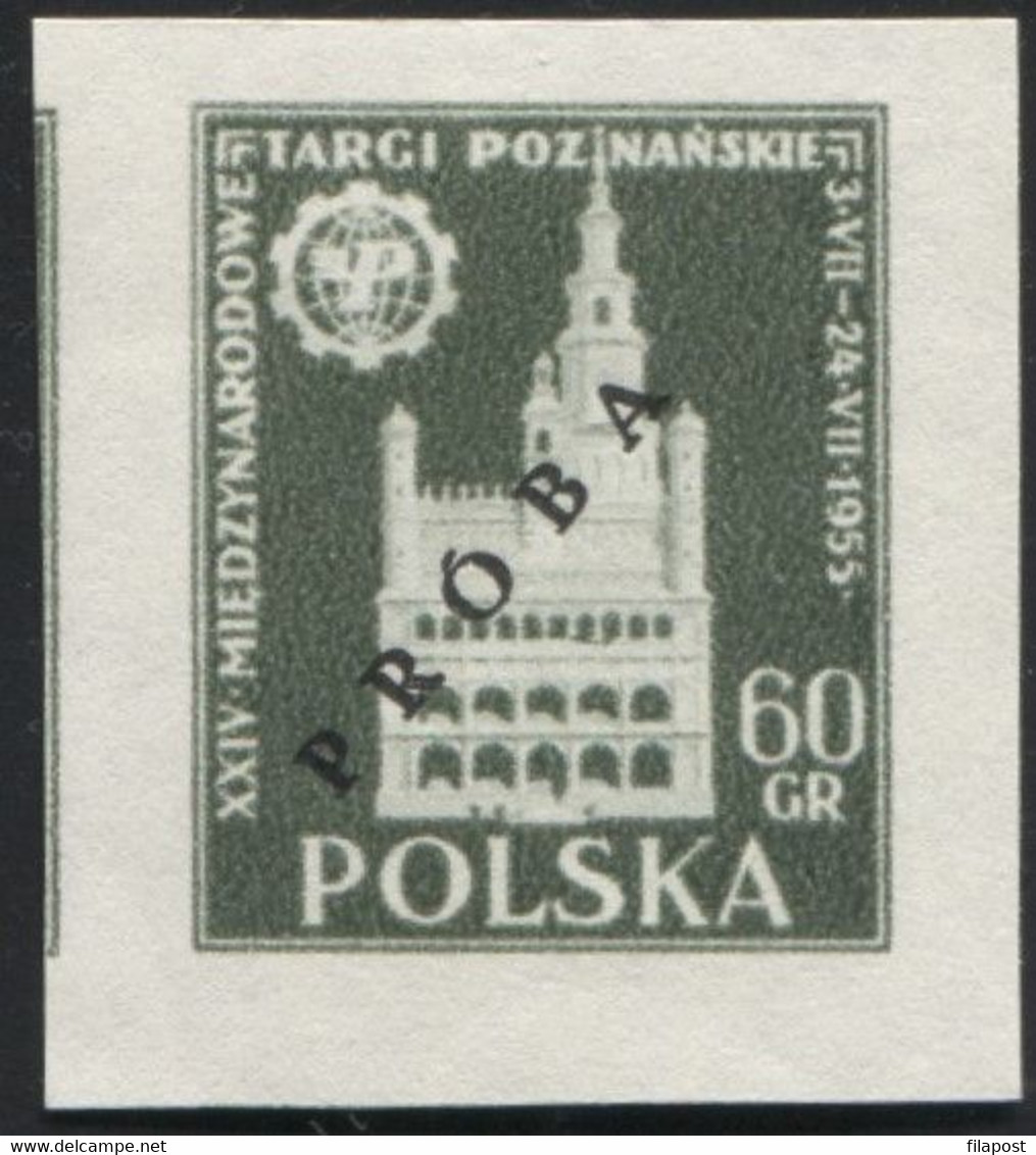 1955 Poland, Mi 915/916 Proof Of Colour, Guarantee Korszeń, City Hall Architecture Poznań International Fair MNH** P30 - Ensayos & Reimpresiones