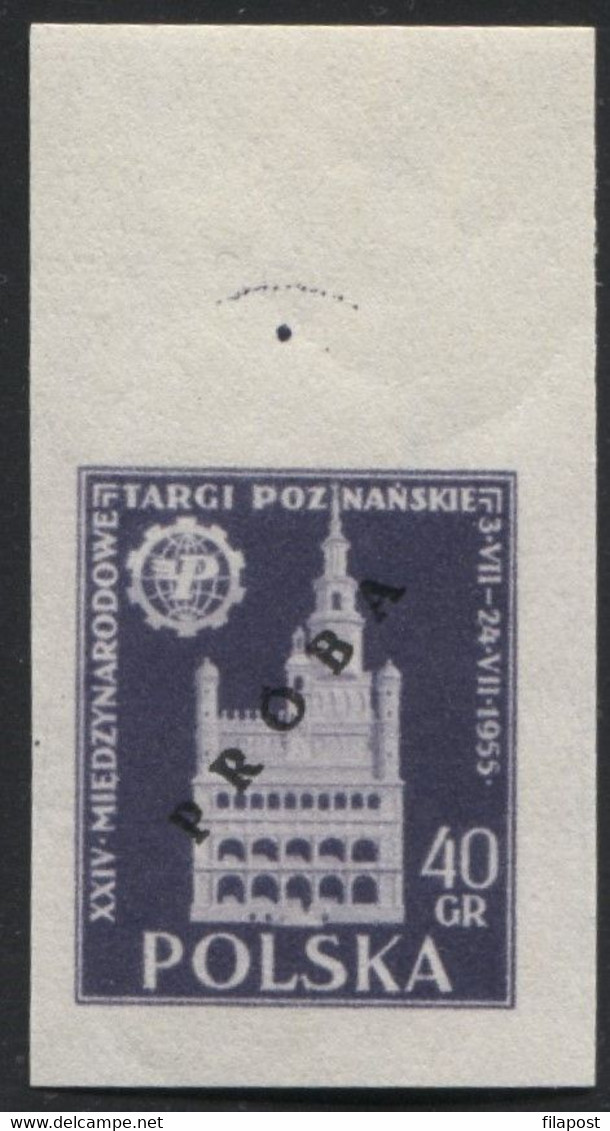 1955 Poland, Mi 915/916 Proof Of Colour, Guarantee Korszeń, City Hall Architecture Poznań International Fair MNH** P30 - Probe- Und Nachdrucke