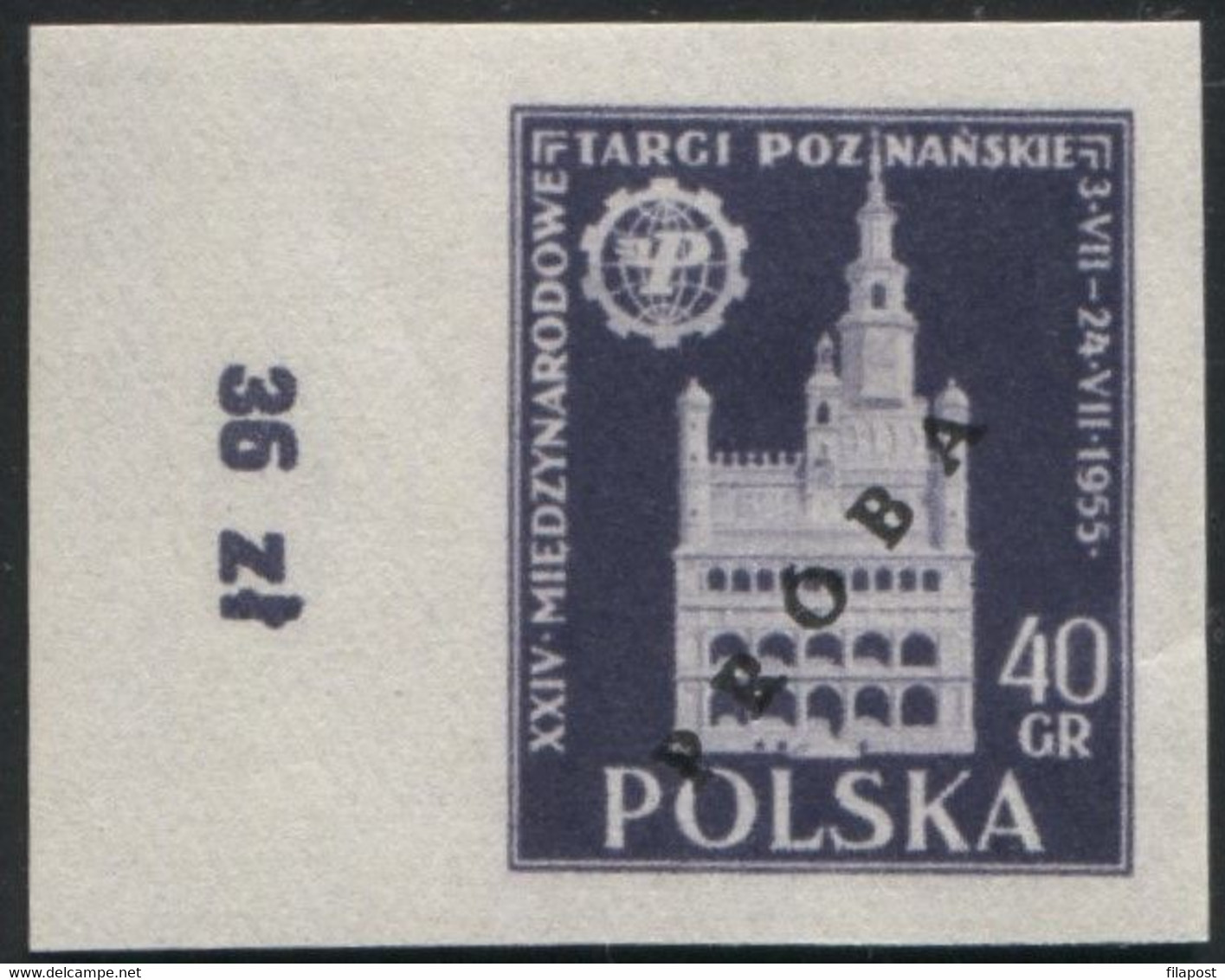 1955 Poland, Mi 915/916 Proof Of Colour, Guarantee Korszeń, City Hall Architecture Poznań International Fair MNH** P30 - Proeven & Herdruk