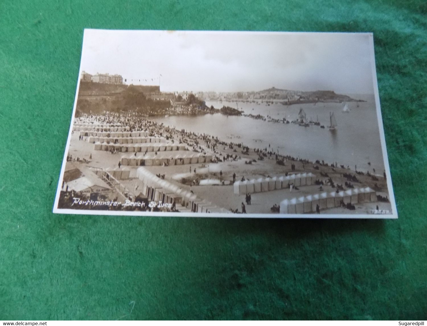 VINTAGE CORNWALL: St Ives Porthminster Beach Sepia 1927 Frank Lake - St.Ives