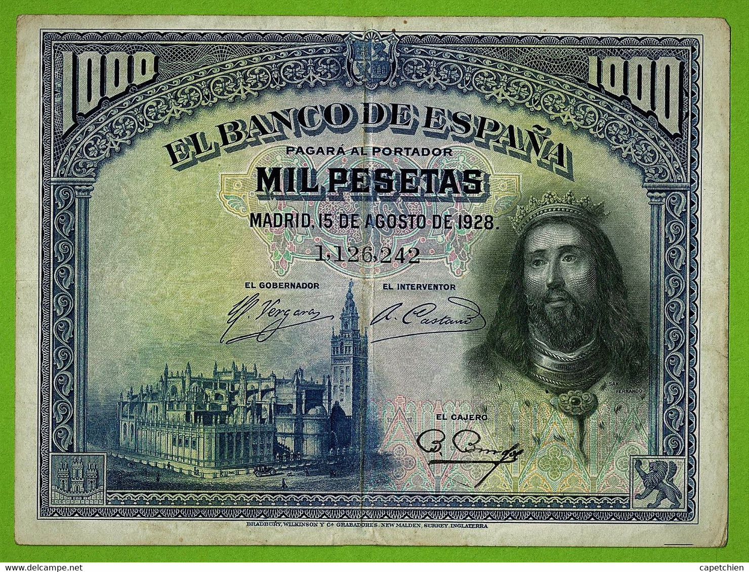 ESPAGNE / MIL PESETAS / 1000 PESETAS / 15 AOUT 1928 - 1000 Pesetas