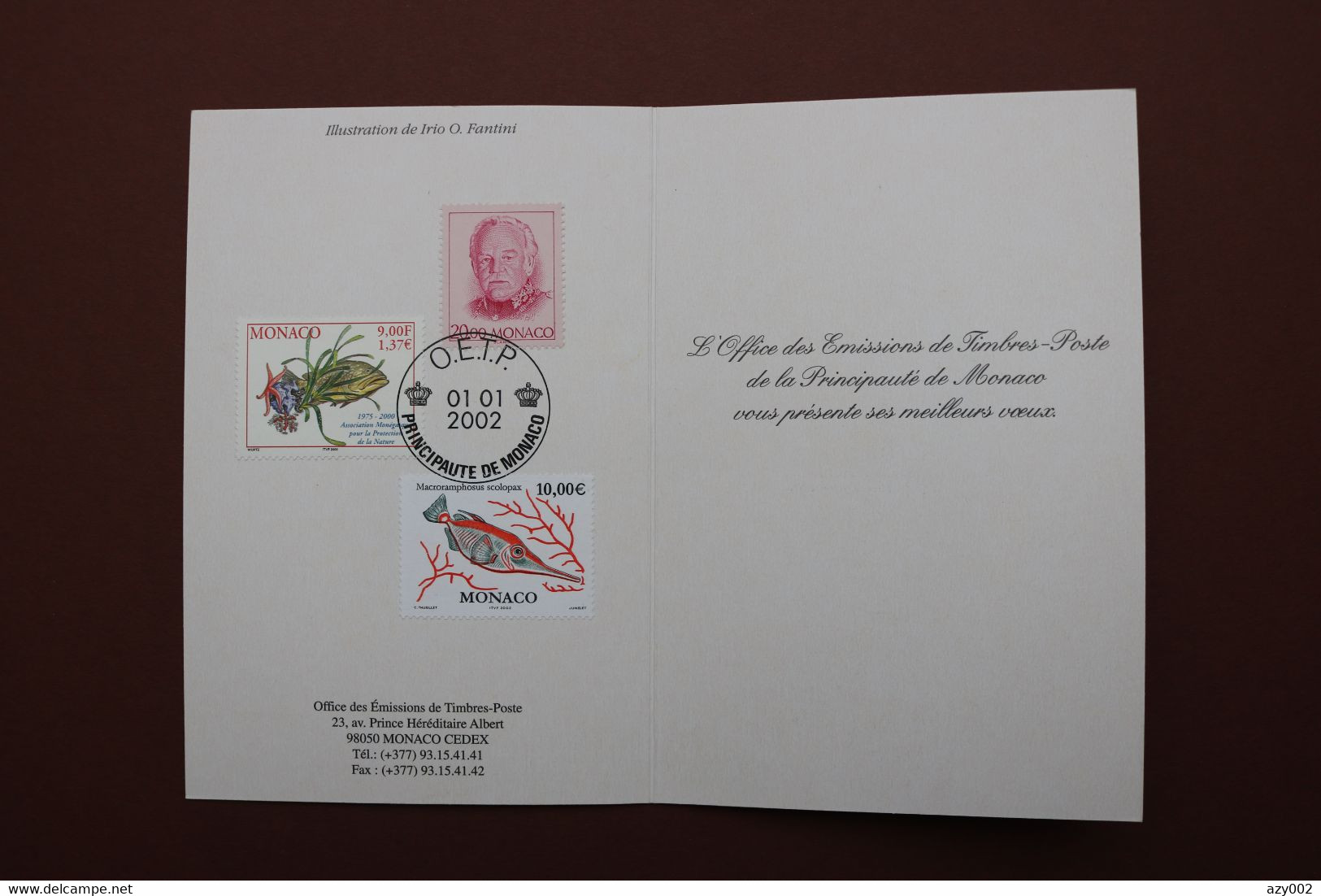 MONACO - Carte Voeux 2002 émise Par L'Office Emission Des Timbres - Timbres N°1778 -  2272 & 2330 - - Covers & Documents