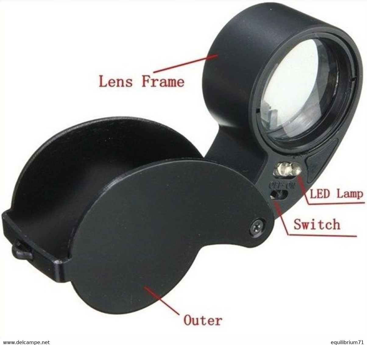 Loupe De Poche / Opvouwbaar Vergrootglas / Klapplupe / Folding Magnifier - 40X + LED - Pinces, Loupes Et Microscopes