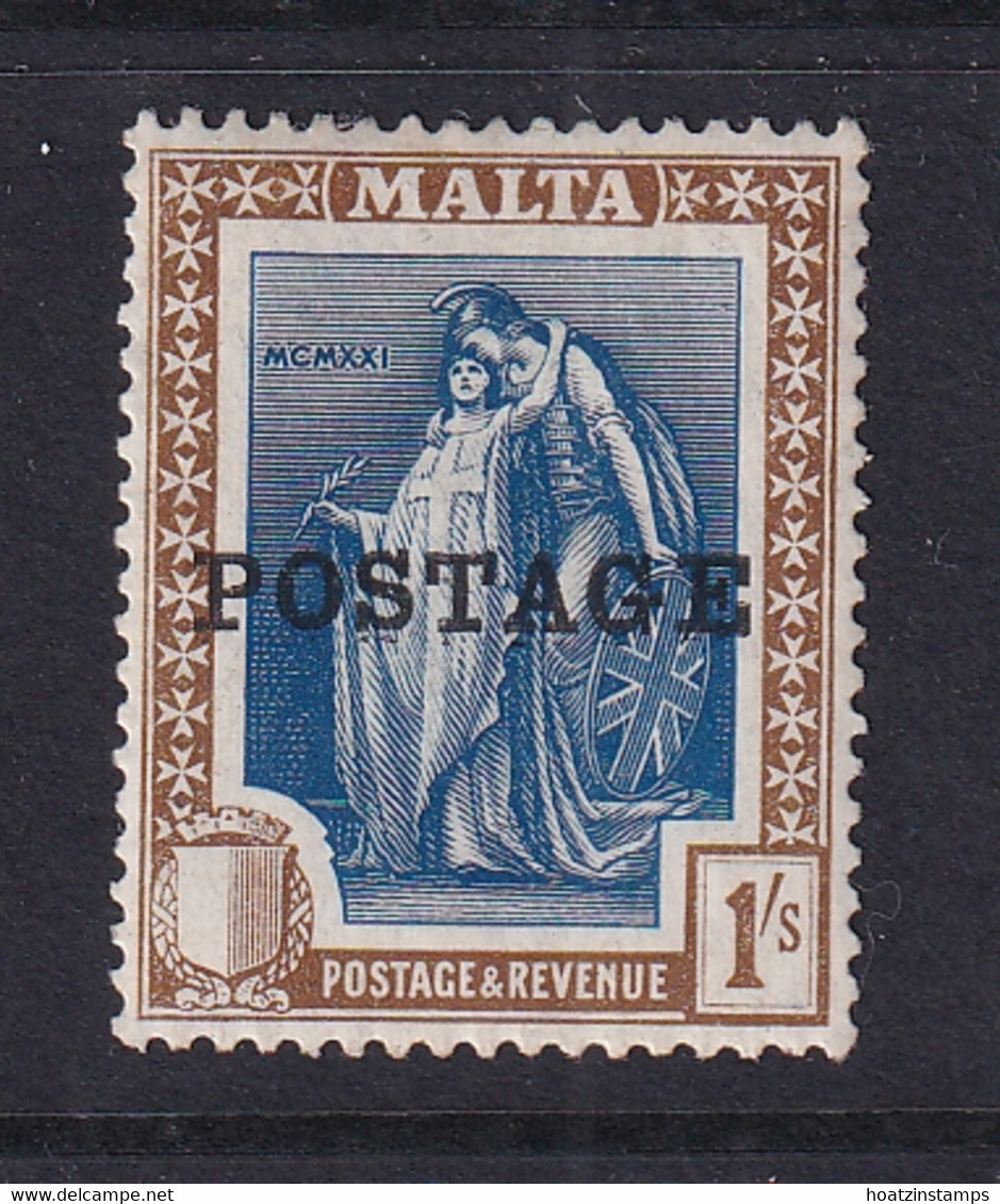 Malta: 1926   Emblem  'Postage' OVPT     SG152   1/-     MH - Malta (...-1964)