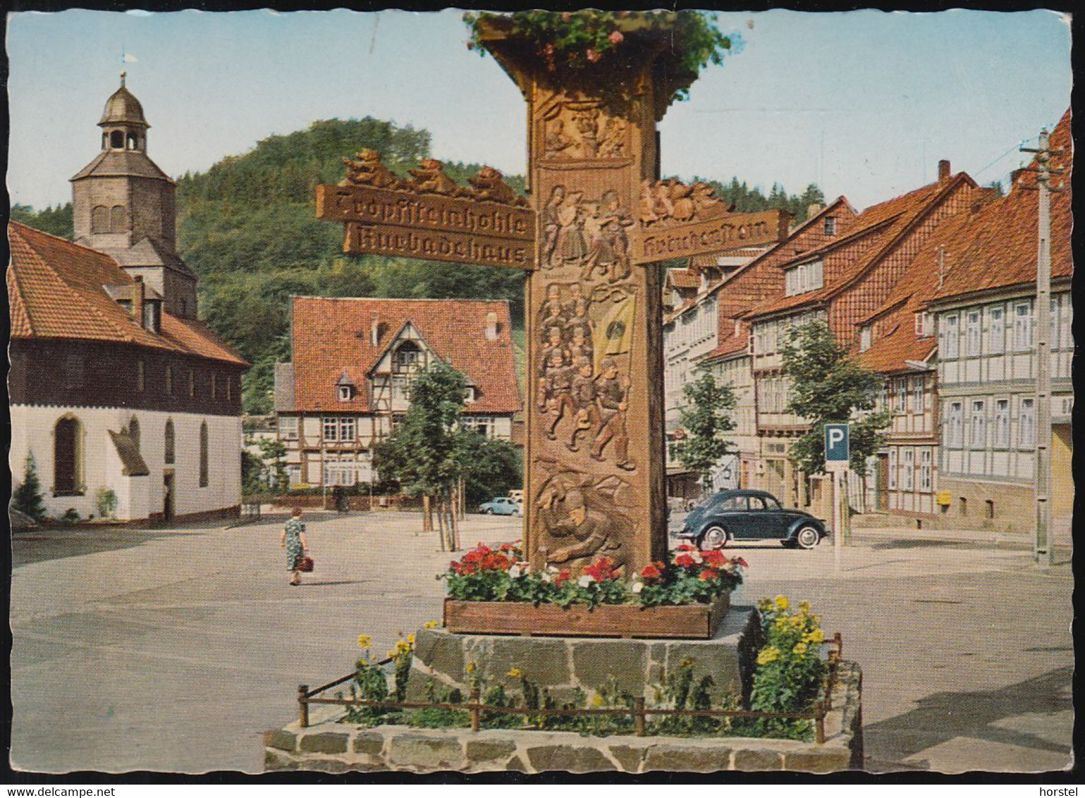 D-37539 Bad Grund - Marktplatz - VW- Käfer - Iberger Kaffeehaus - Bad Grund