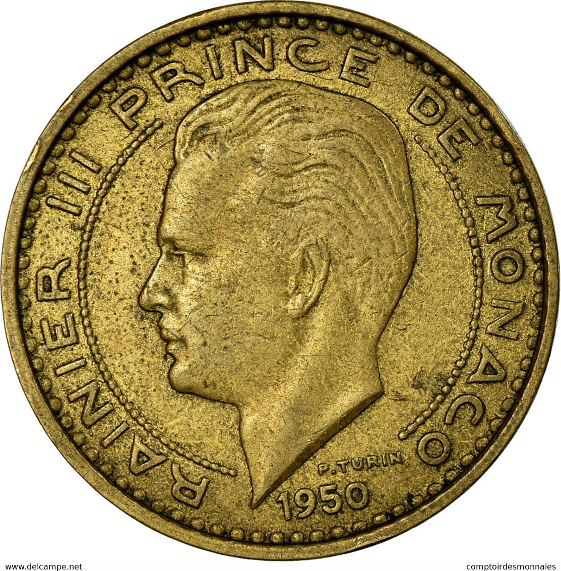 Monnaie, Monaco, Rainier III, 50 Francs, Cinquante, 1950, TTB, Aluminum-Bronze - 1949-1956 Franchi Antichi