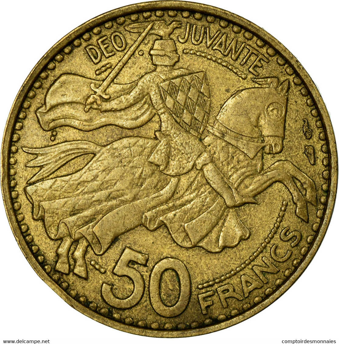 Monnaie, Monaco, Rainier III, 50 Francs, Cinquante, 1950, TTB, Aluminum-Bronze - 1949-1956 Franchi Antichi