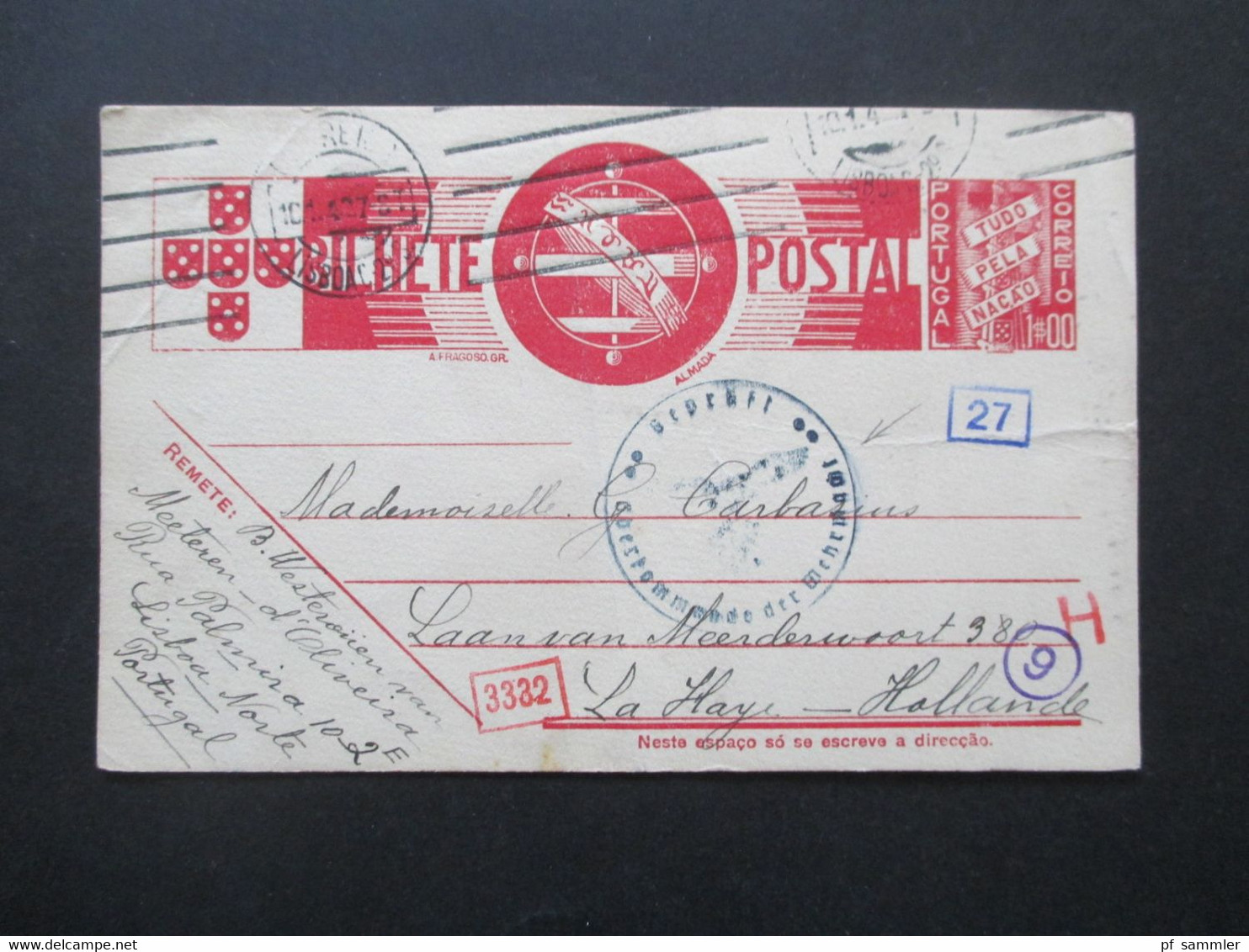 Portugal 1942 Ganzsache P 84  Nach Holland Mit Zensur Der Wehrmacht / Mehrfachzensur - Entiers Postaux