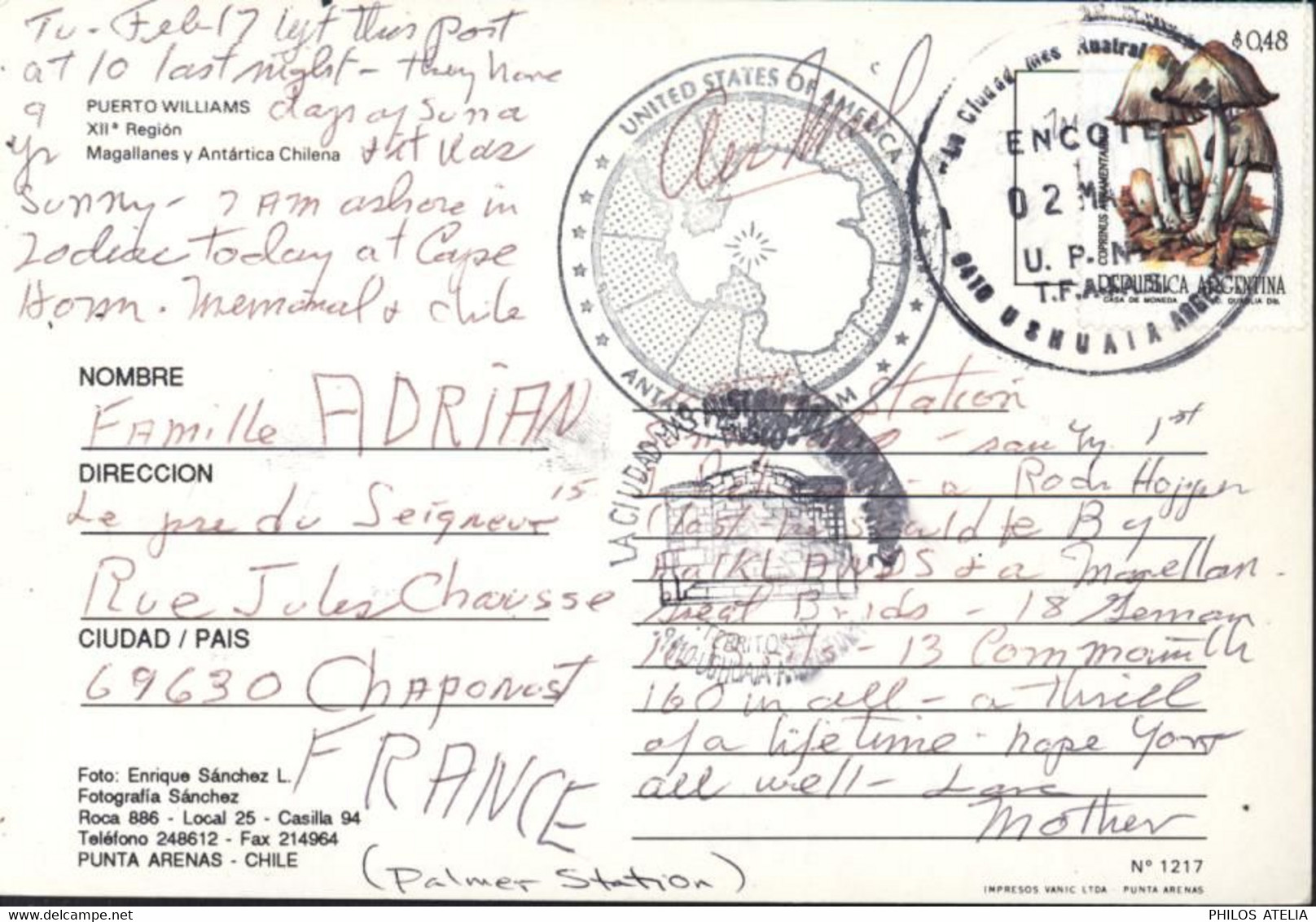 YT 1792 Argentina Cachet La Ciudad Mas Austral Del Mundo Ushuaia Argentina Encotee 2 Mai 1993 + USA Antarctique - Lettres & Documents