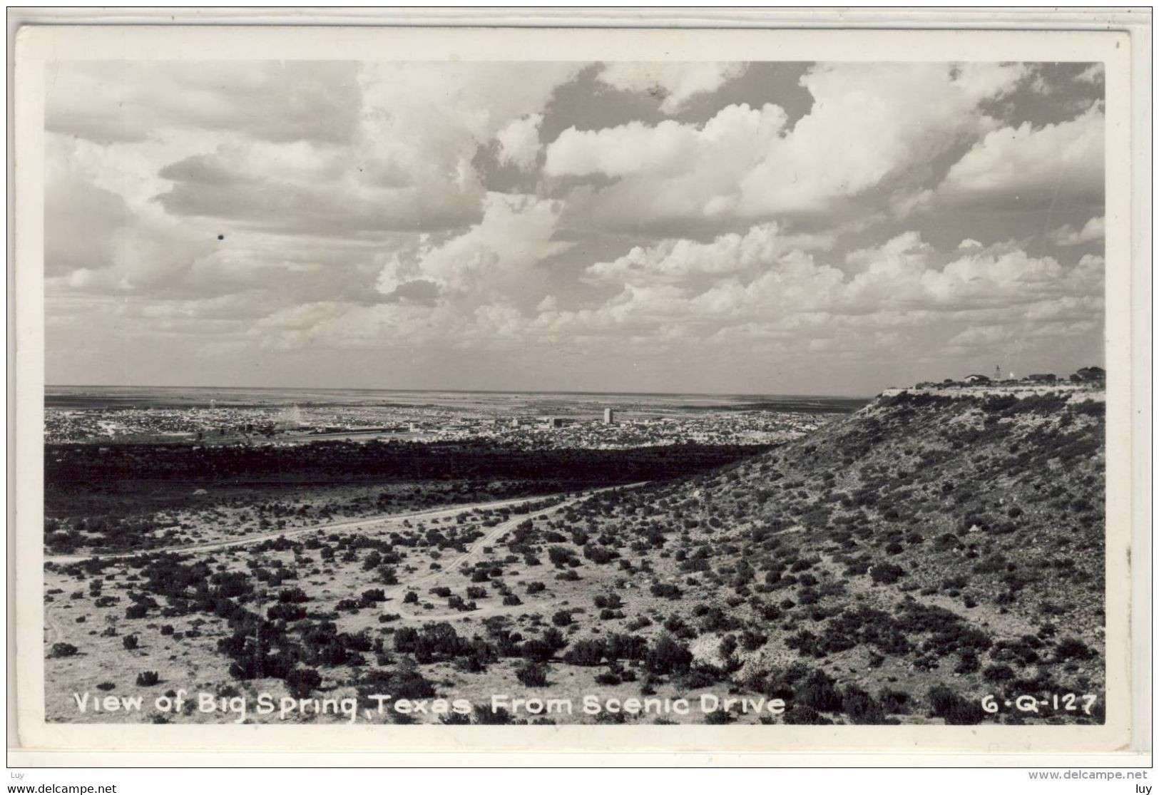 BIG SPRING TEXAS VIEW FROM SCENIC DRIVE PHOTO POST CARD 1950 - American Roadside