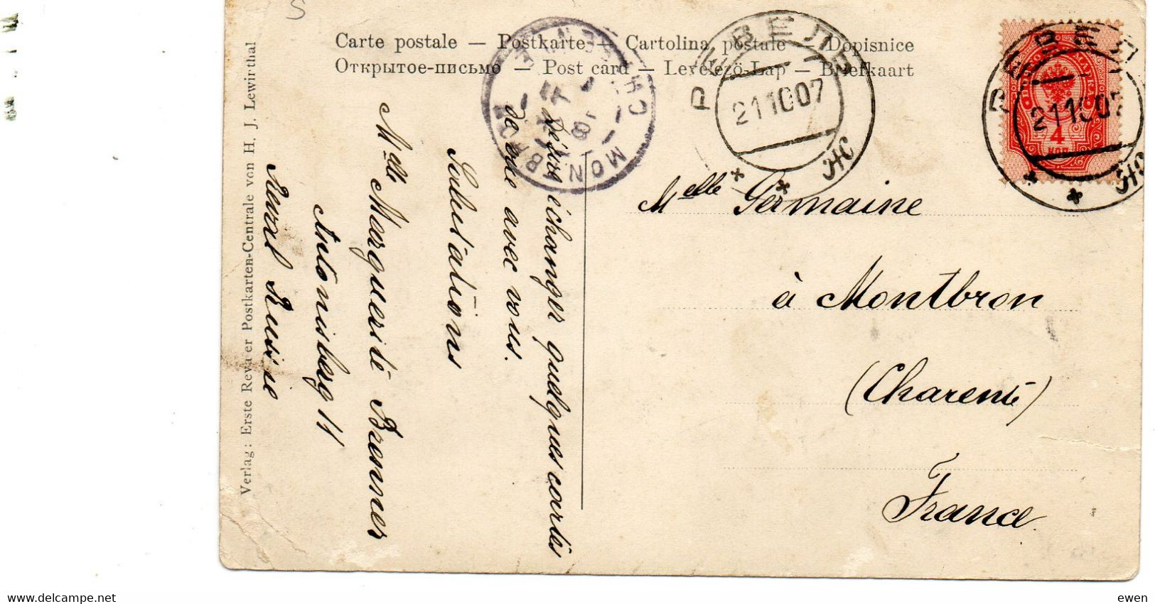 Russia. Timbre Russie  4k 1907 Sur Carte Postale Pour La France. Reval - Lettres & Documents