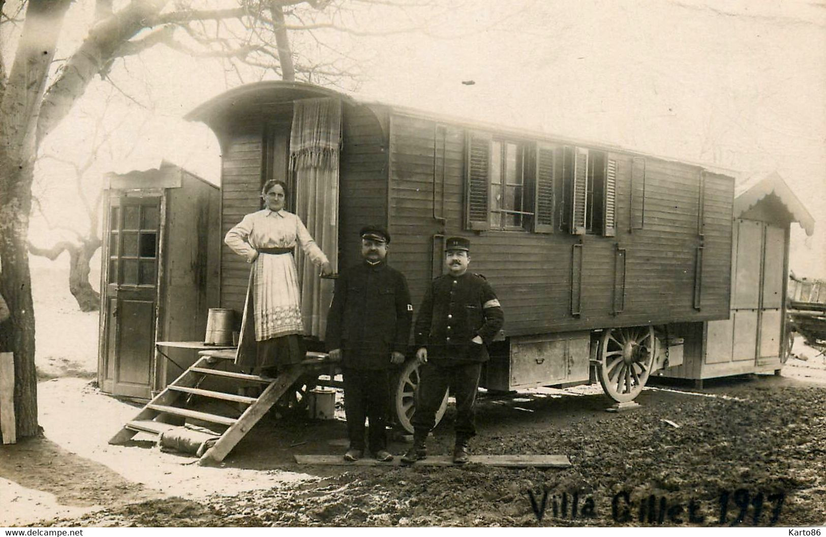 St Chamas * Carte Photo 1917 * Roulotte Romanichels Bohémiens Gitans * Villa Gillet - Saint-Louis-du-Rhône