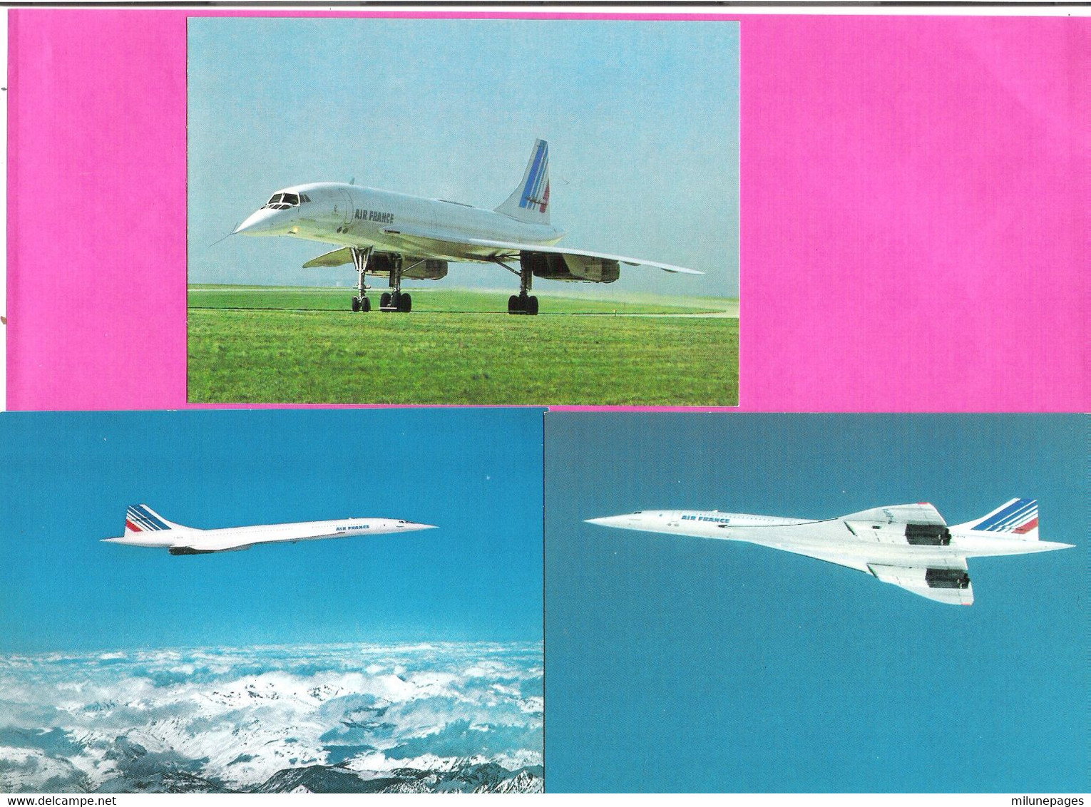 Avion Supersonique CONCORDE Lot De 3 Cartes Service Publicité AIR FRANCE - 1946-....: Ere Moderne