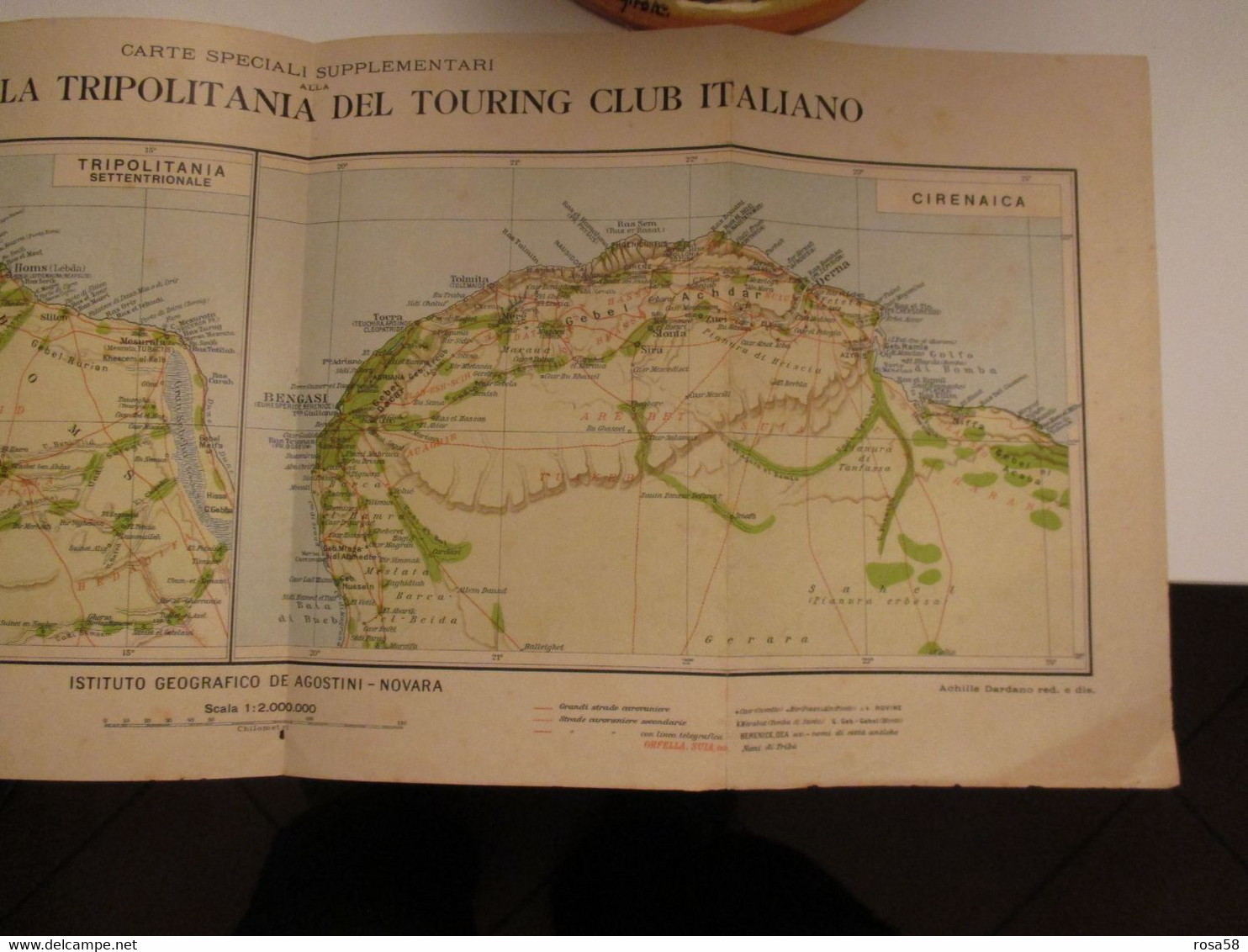 AFRICA Libia Carta Geografica Edizione DE AGOSTINI Novara  Cirenaica Tripolitania Touring Club Italiano Coloinie Italian - Monde