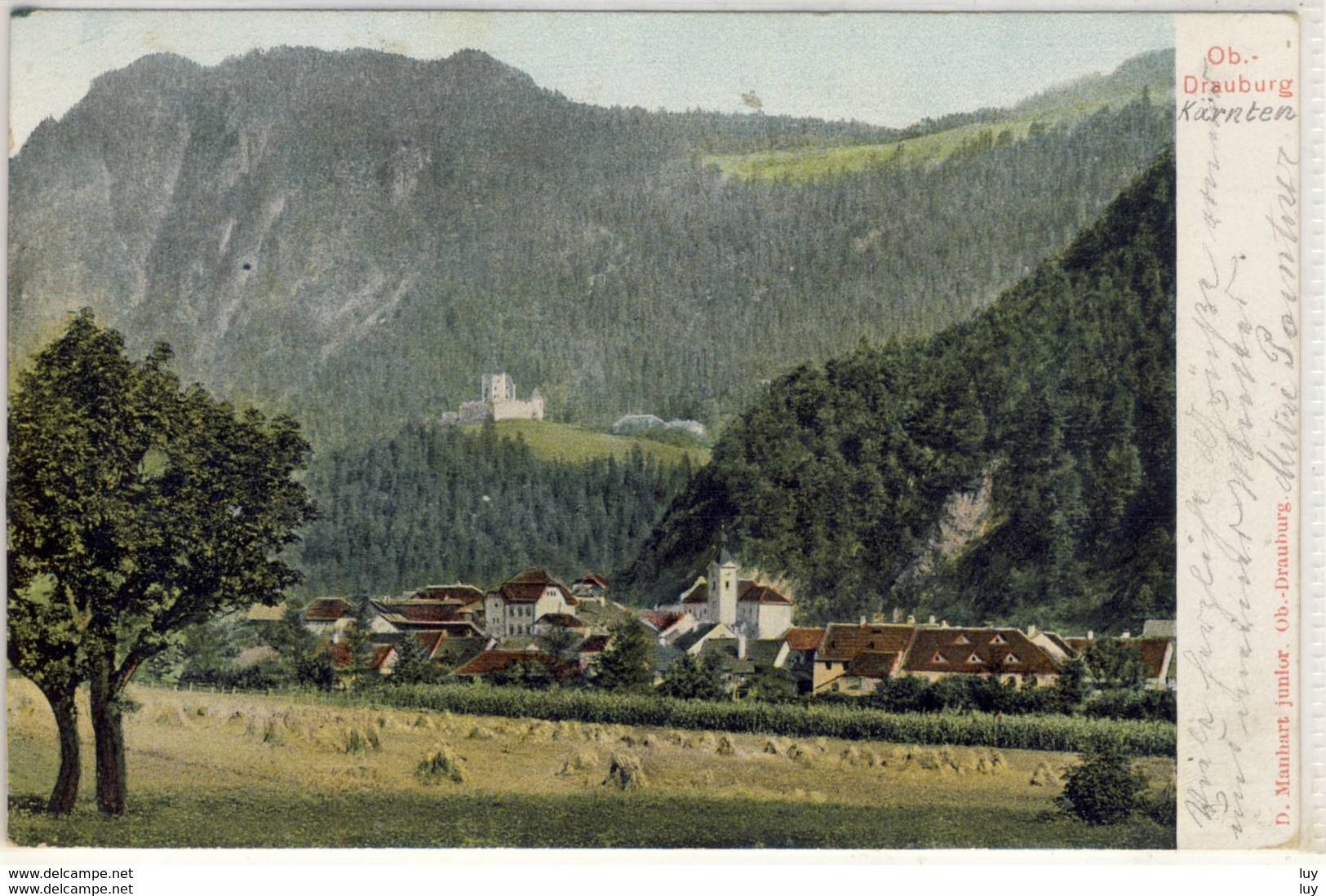 OBERDRAUBURG KÄRNTEN PANORAMA MIT RUINE HOHENBURG LITHO 1910 - Oberdrauburg