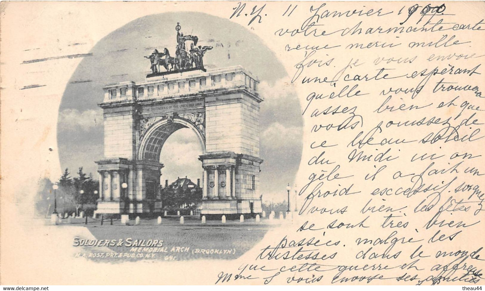 ¤¤   -  ETAT-UNIS  -  NEW-YORK  -   BROOKLYN   -  Soldiers & Sailors  -  Mémorial Arch  -  Oblitération En 1900   -   ¤¤ - Brooklyn