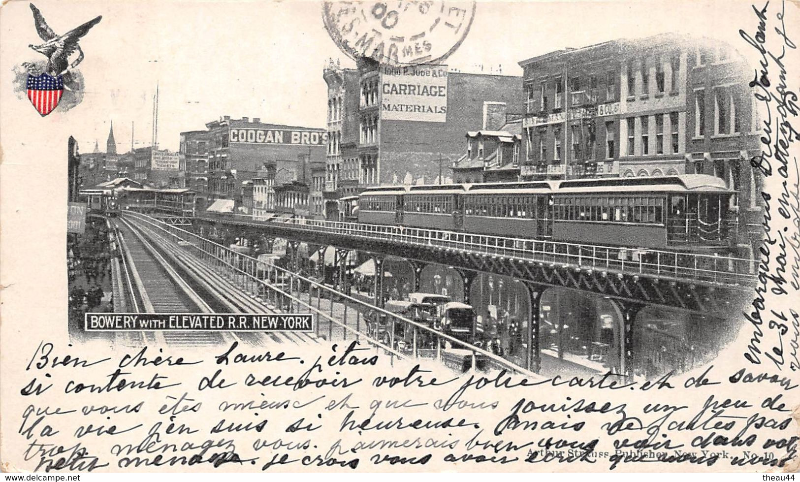 ¤¤   -  ETAT-UNIS  -  NEW-YORK  - Bowery With Elevated R.R.  -  Chemin De Fer  -  Oblitération En 1900   -   ¤¤ - Brooklyn