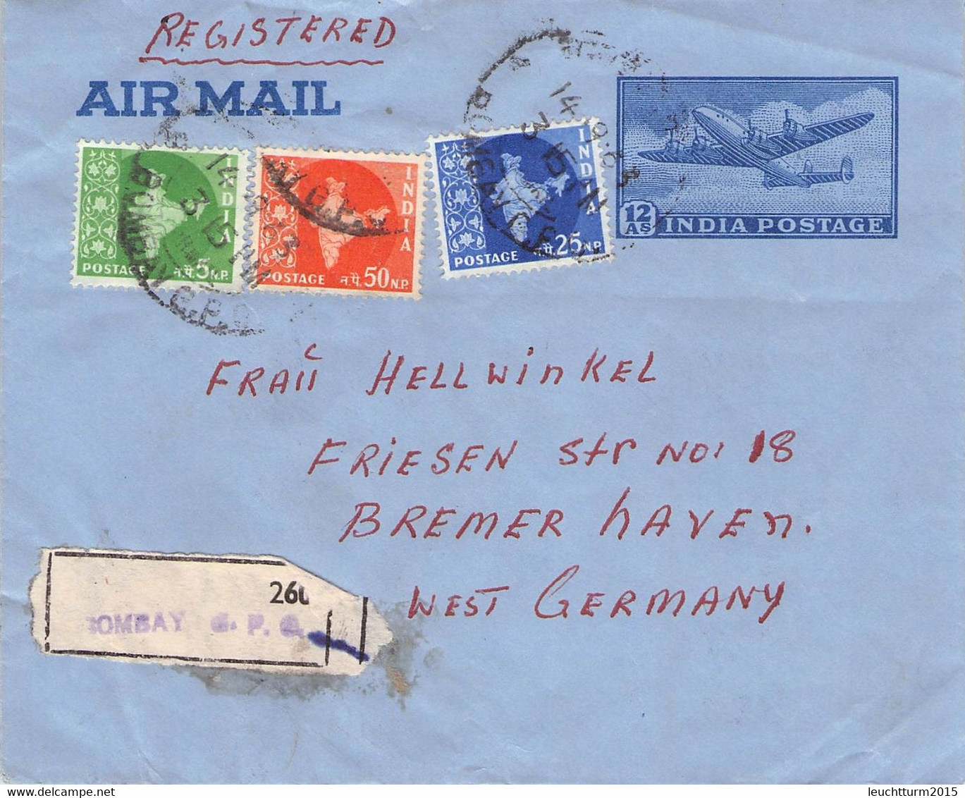 INDIA - AIRMAIL 1963 BOMBAY > BREMERHAVEN/GEERMANY /G114 - Poste Aérienne