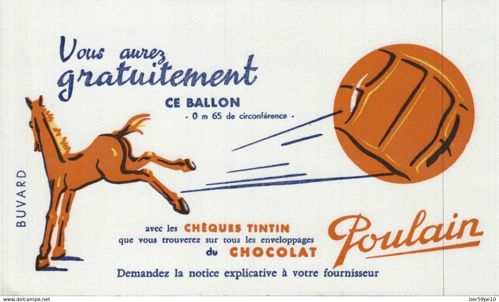 BUVARD CHOCOLAT POULAIN  VOUS AUREZ GRATUITEMENT CE BALLON - Café & Thé