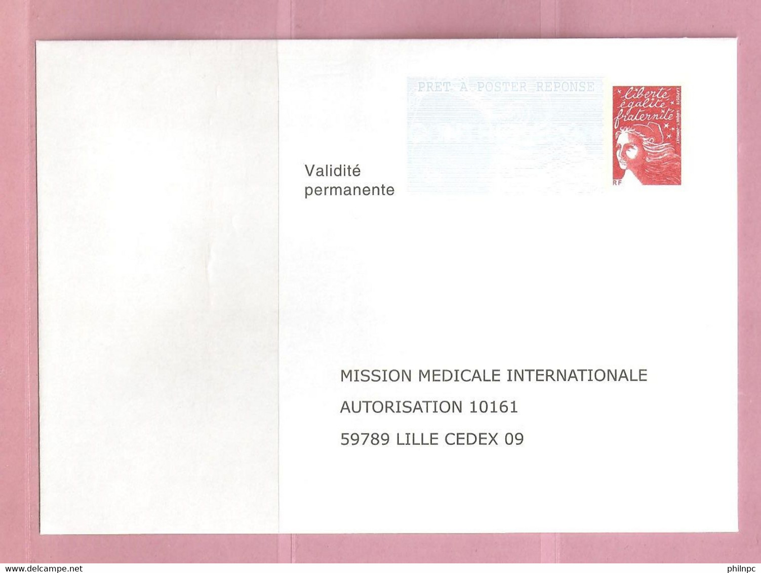 France, Prêt à Poster Réponse, 3417, Postréponse, Mission Médicale Internationale, Marianne De Luquet - Prêts-à-poster:Answer/Luquet