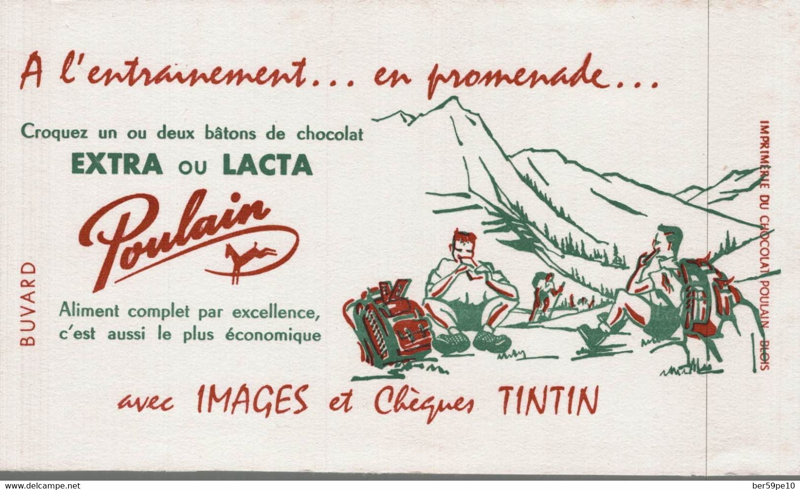 BUVARD CHOCOLAT POULAIN   AVEC IMAGES ET CHEQUES TINTIN - Café & Thé