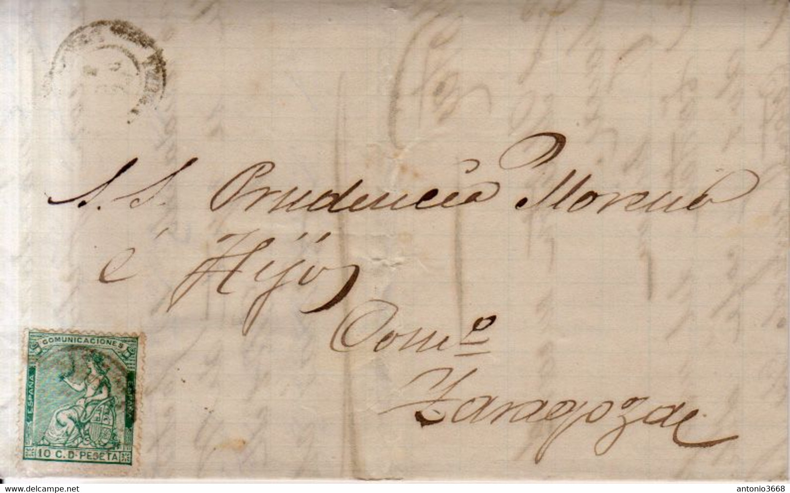 Año 1873 Edifil 133 10c Alegoria Carta De La Codoñera Membrete Deposito De Chocolate Tomas Molins - Cartas & Documentos