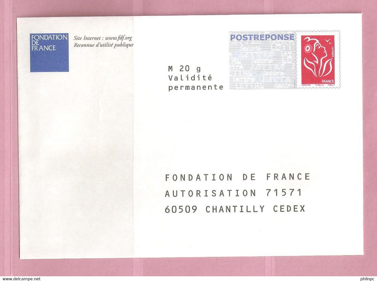France, Prêt à Poster Réponse, 3734A, Postréponse, Fondation De France, Marianne De Lamouche - Prêts-à-poster: Réponse /Lamouche
